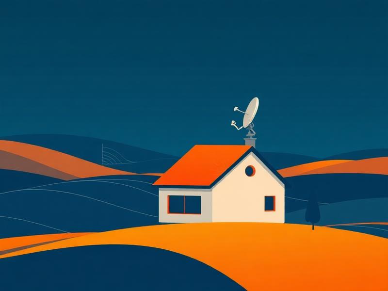Antena satelital instalada en el tejado de una casa de campo