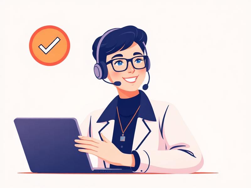 Ilustración de una especialista con audífonos atendiendo a un cliente