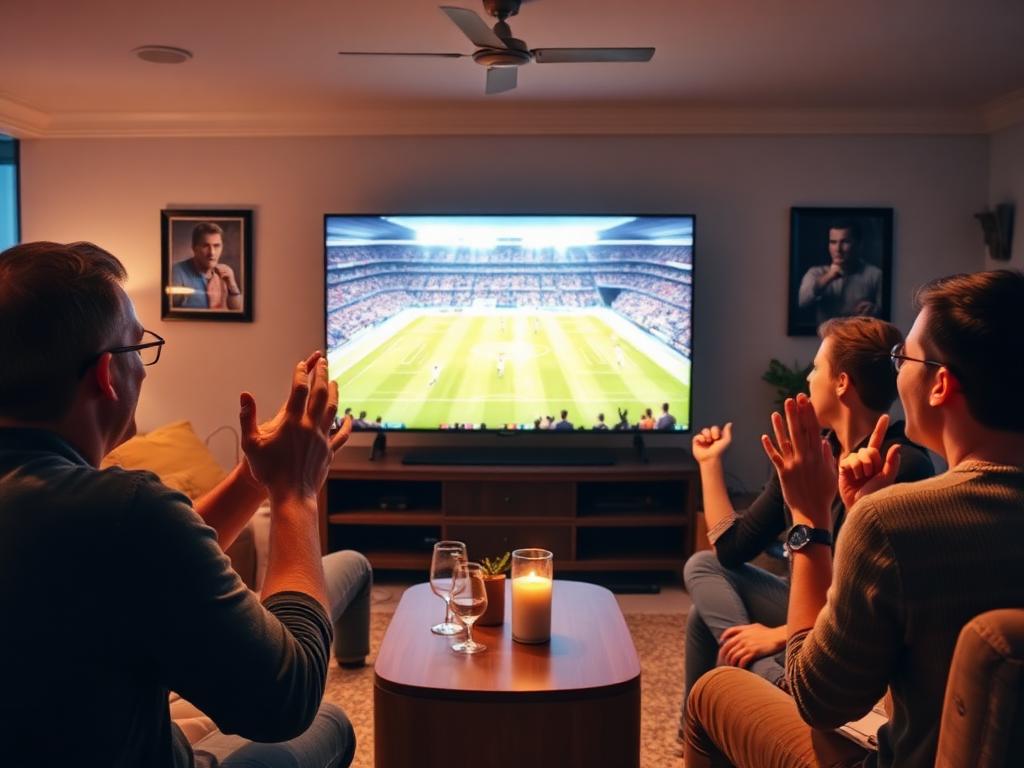 Transmisión deportiva con estadio de fútbol